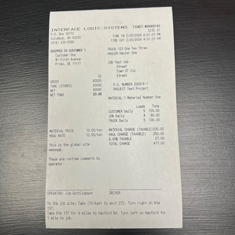 truck scale ticket