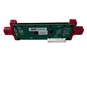 Electronic component with red housing on a white background