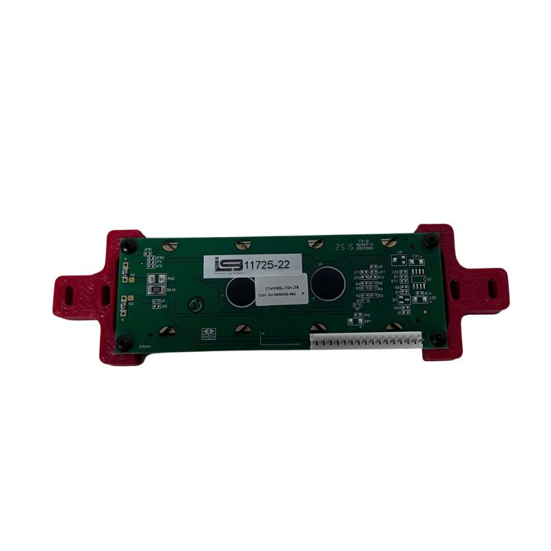 Electronic circuit board with red frame on a white background