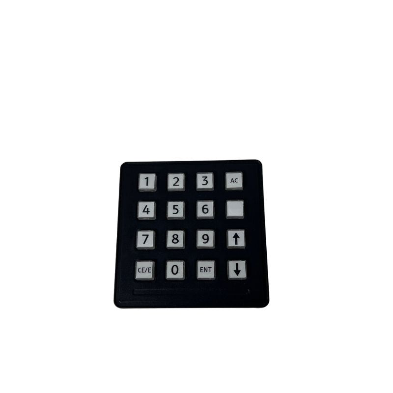 Small keypad with numbers and function keys on a white background